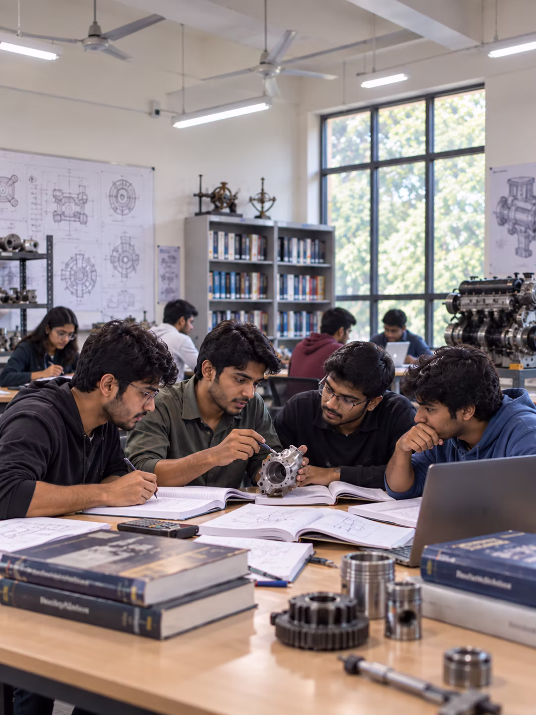Students operating industrial manufacturing equipment at MIET