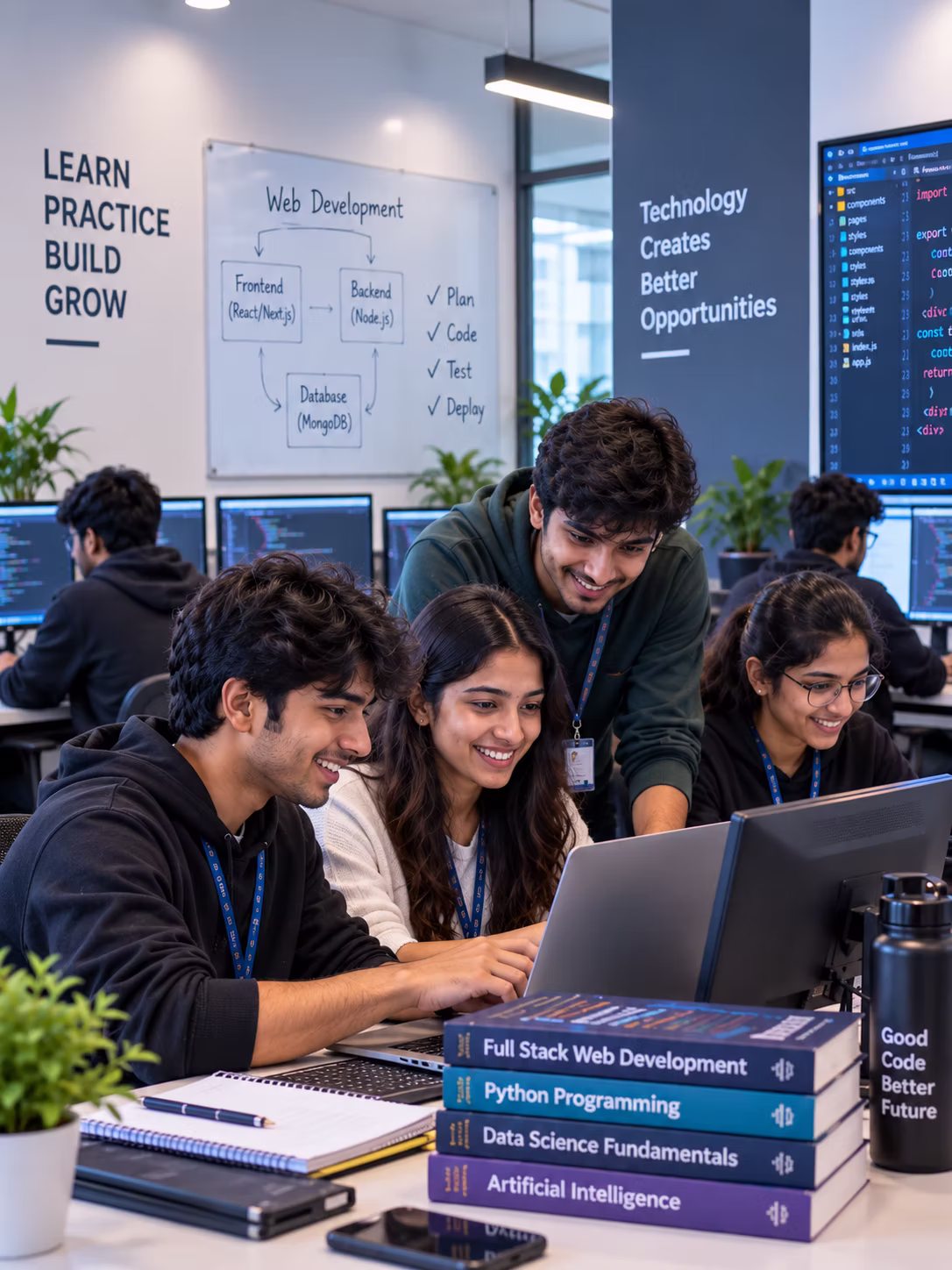 Polytechnic students developing software applications in the MIET computer laboratory